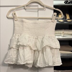 Sunday Best Cream Smocked Ruffle Mini Skirt
